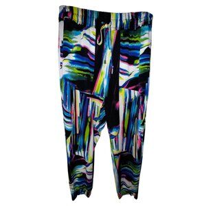 Soho‎ New York & Company Street Abstract Jogger Neon Pants Large Athleisure 80’s